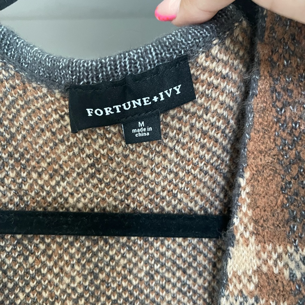 Plaid Open Front Cardigan Sweater like new - Picture 5 of 6